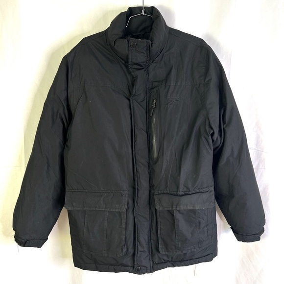 REEBOOK BLACK  PUFFER COAT WINTER BLACK COAT FRONT UNISEX MEN SIZE SMALL - Picture 8 of 14